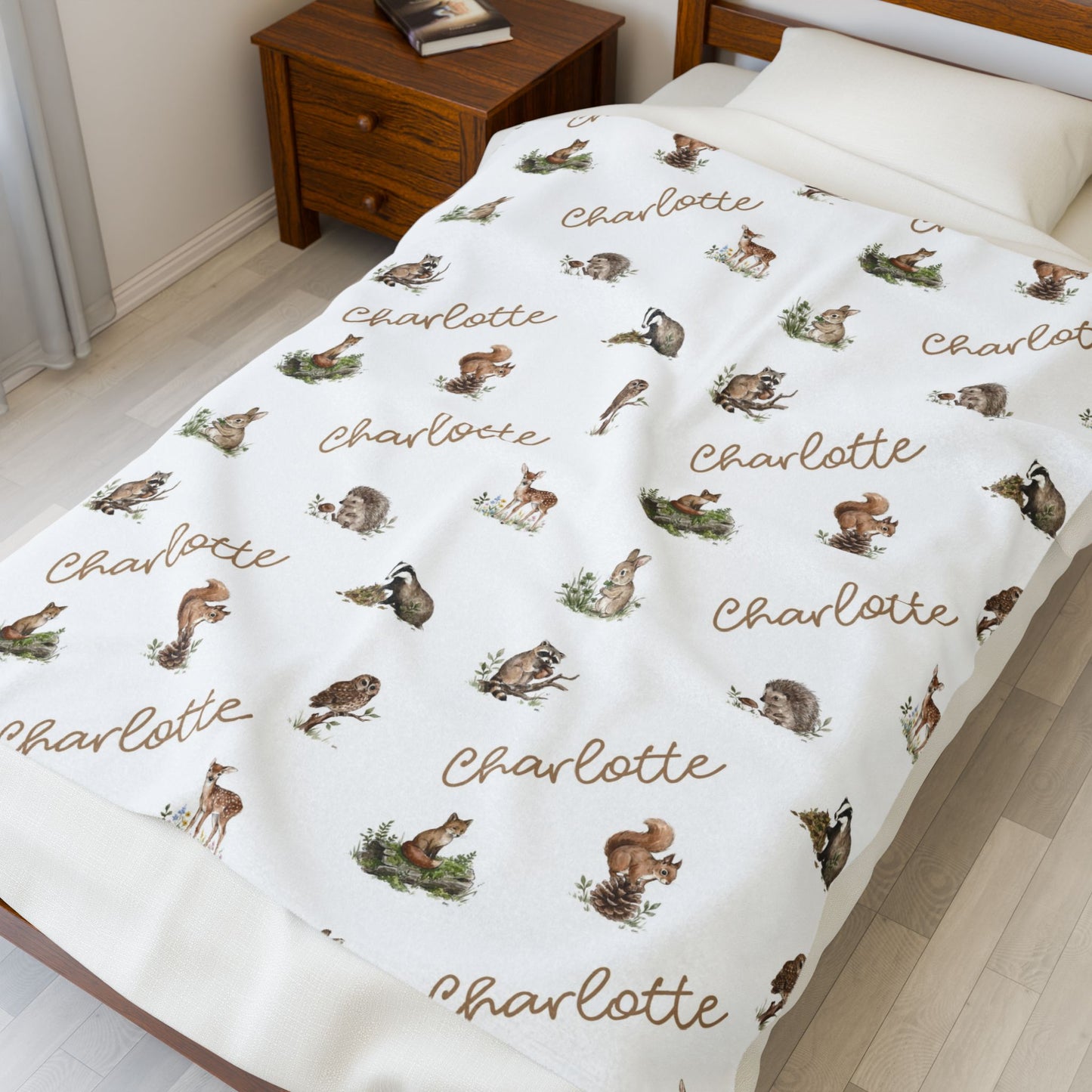 Woodland Animals Name Baby Blankets