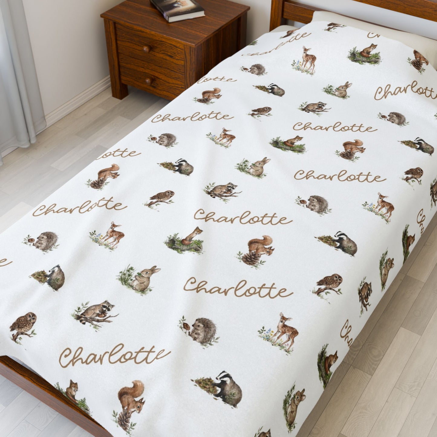 Woodland Animals Name Baby Blankets