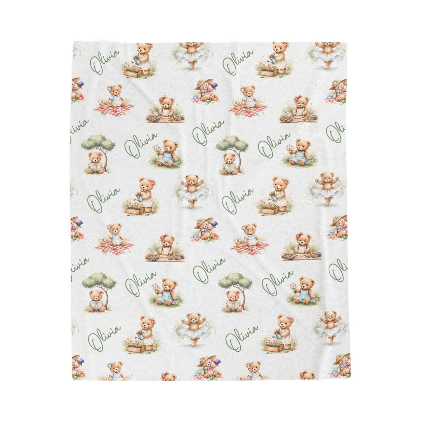 Personalized Teddy Baby Girl Blanket - 1918