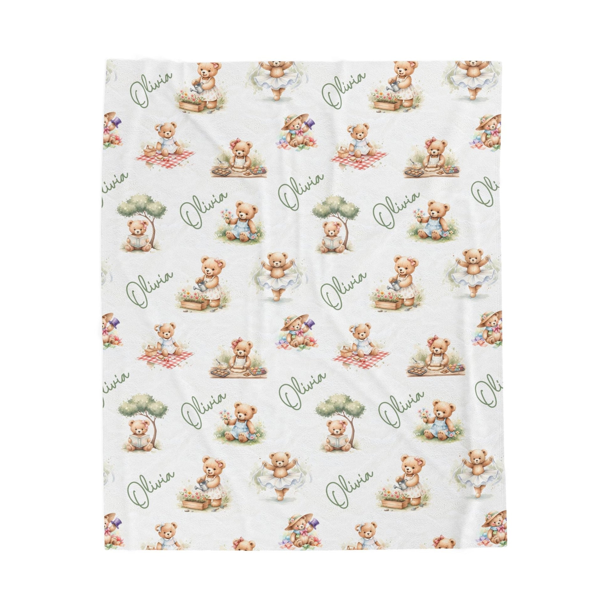 Personalized Teddy Baby Girl Blanket - 1918