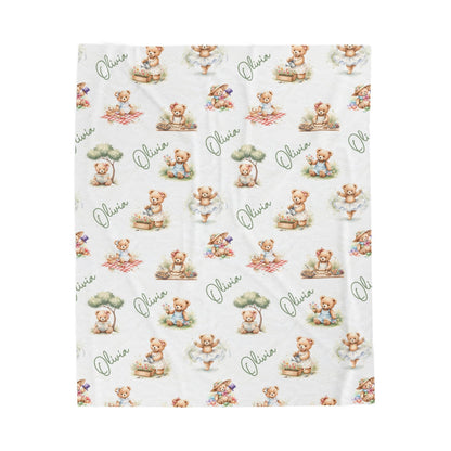 Personalized Teddy Baby Girl Blanket - 1918