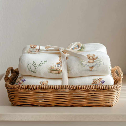 Personalized Teddy Baby Girl Blanket - 1918