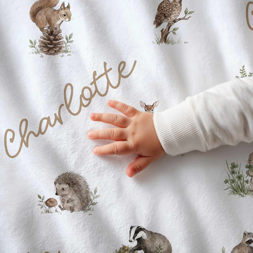 Woodland Animals Name Baby Blankets - 1918