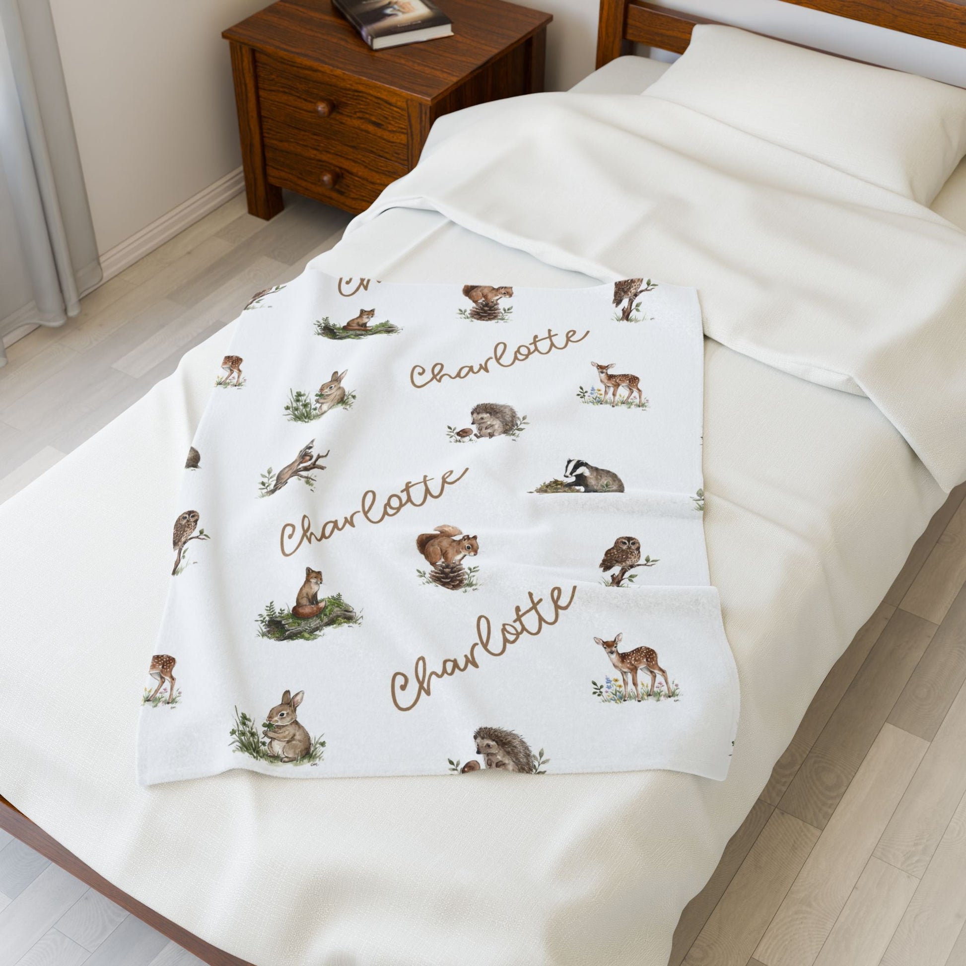 Woodland Animals Name Baby Blankets - 1918