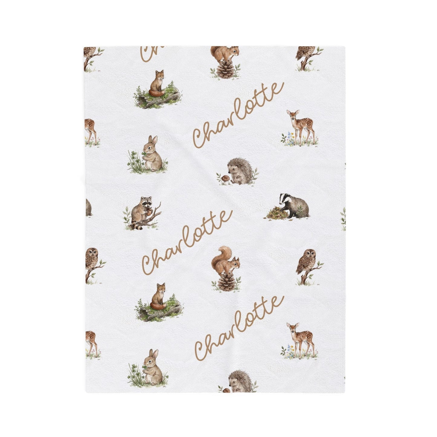 Woodland Animals Name Baby Blankets - 1918