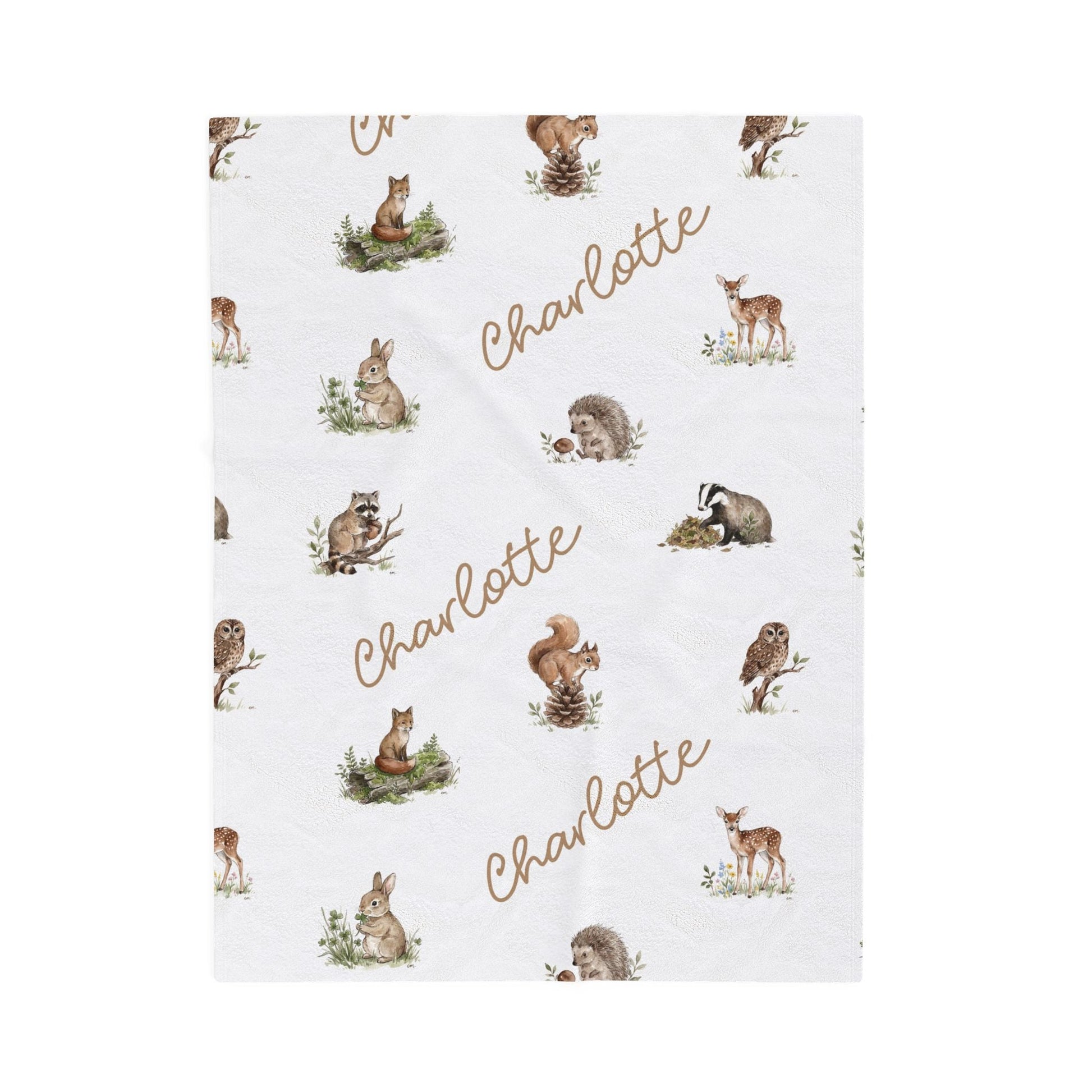 Woodland Animals Name Baby Blankets - 1918