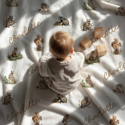 Woodland Animals Name Baby Blankets - 1918