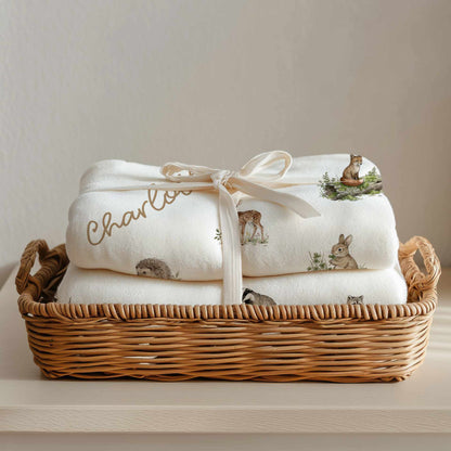Woodland Animals Name Baby Blankets - 1918